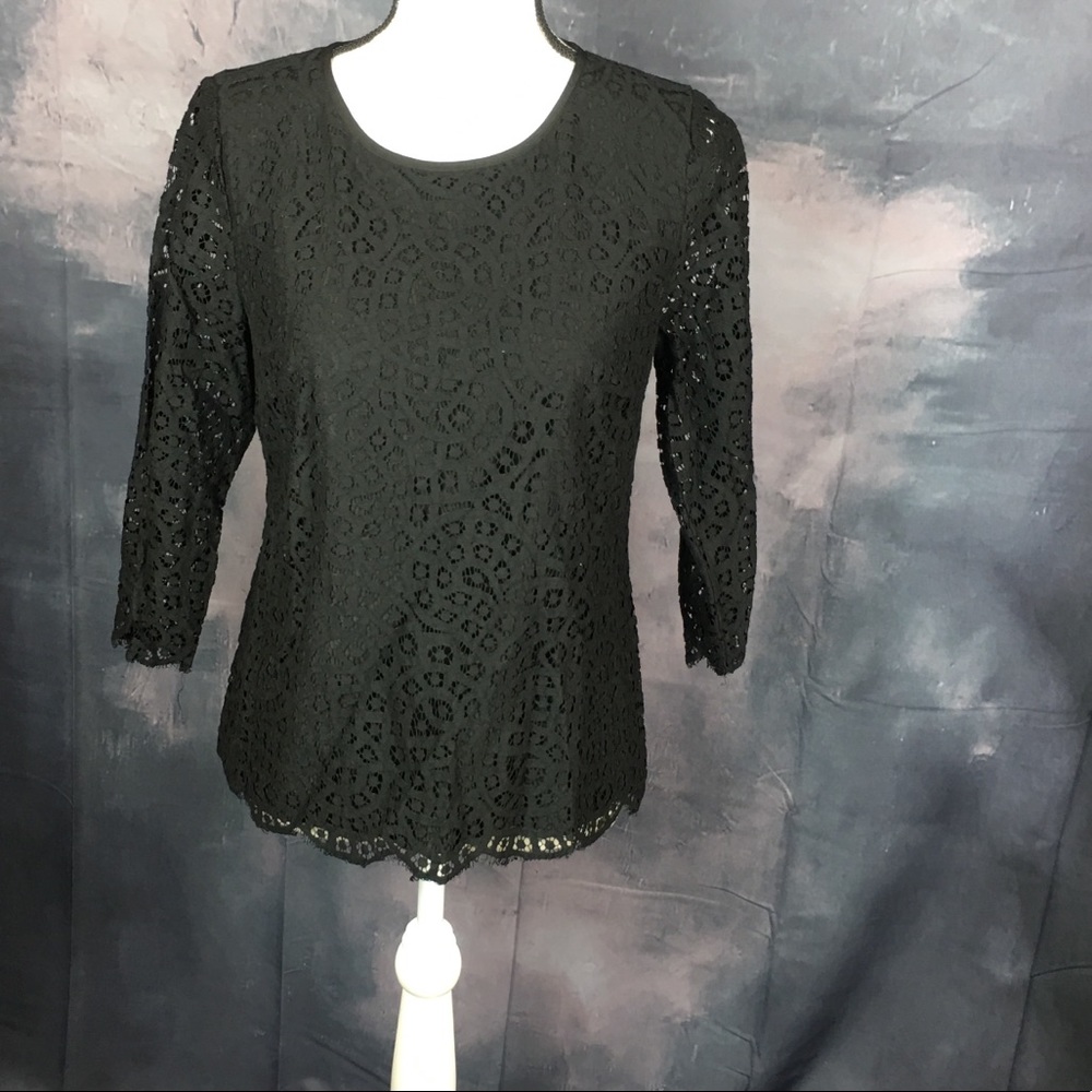 J Crew long sleeve lace  Scalloped edge blouse